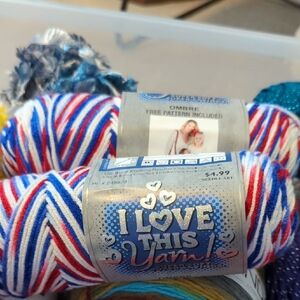 I Love This Yarn Red White Blue Ombre Yarn Lot Of Two!